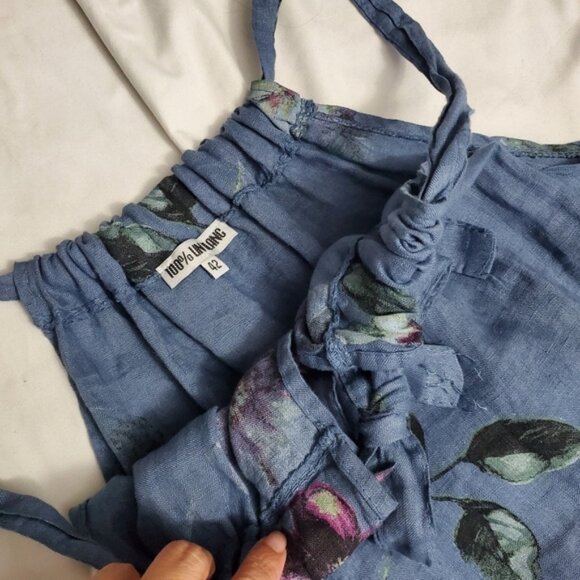 100% Lino Italian Linen Floral Sundress S (IT 42) - Picture 4 of 8